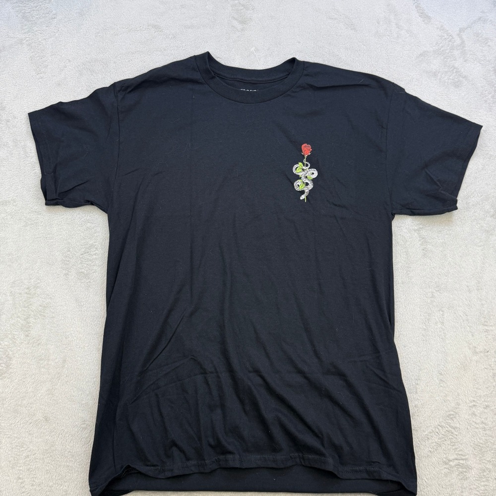 Retrofit T Shirt Mens Large Black Snake Rose Graphic Print Edgy Streetwear‎ Tee